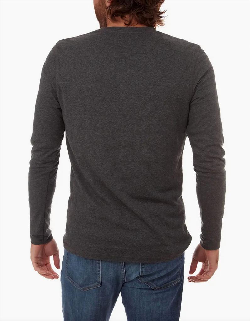 PX Harper Long Sleeve Henley In Charcoal