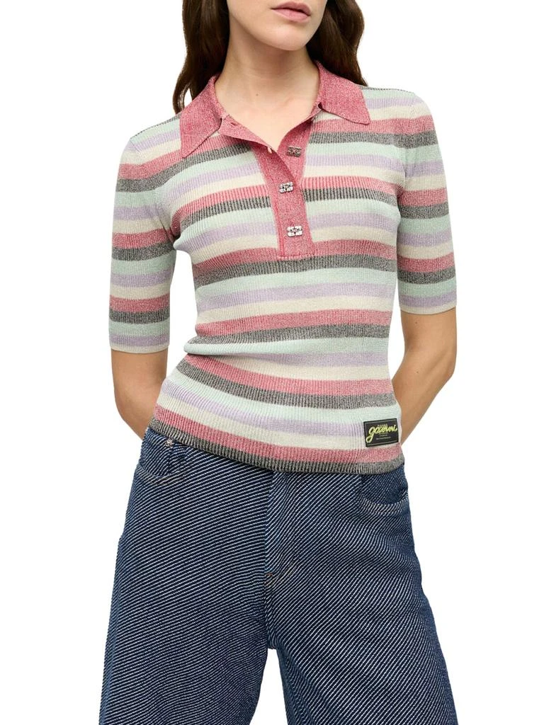 Ganni Light Sparkle Rib Polo 3