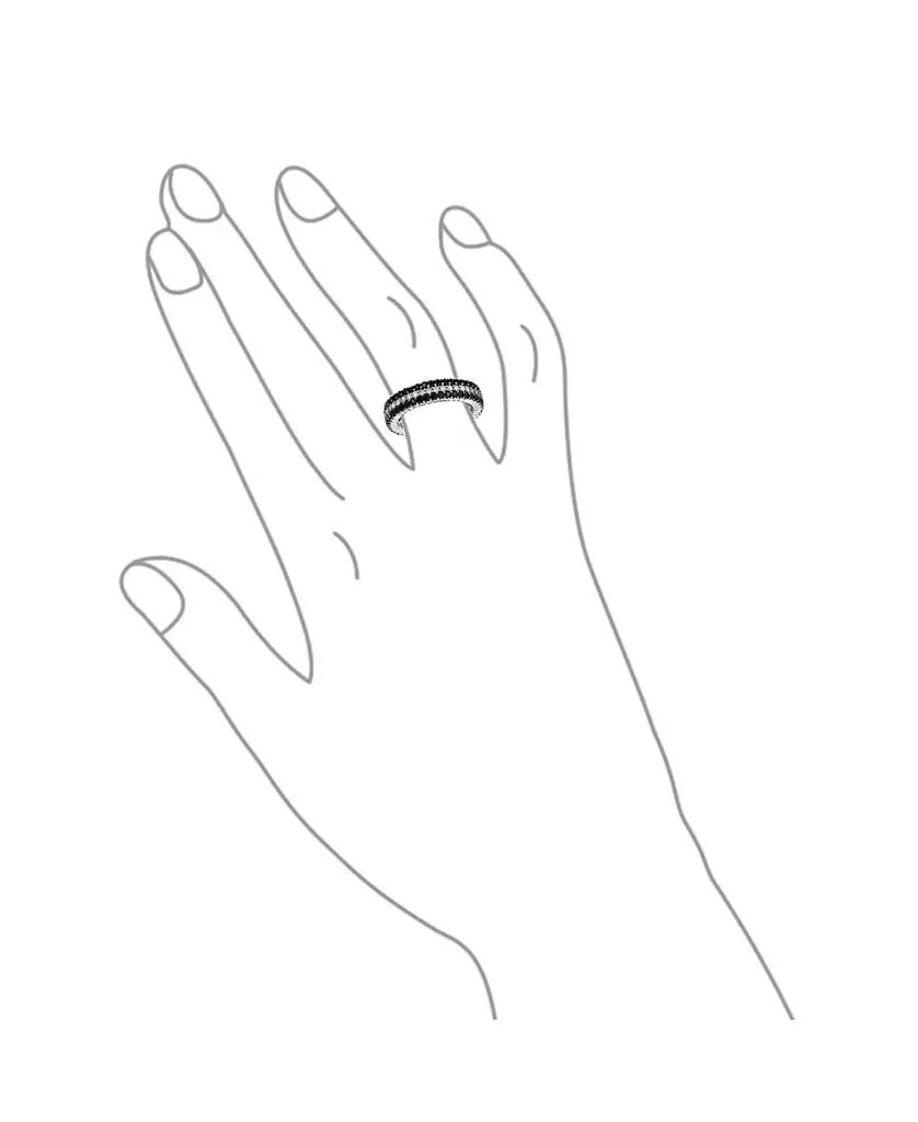 Bling Jewelry Pave Cubic Zirconia 3 Row Stripe CZ Statement Black 
White Eternity Band Ring .925 Sterling Silver 4