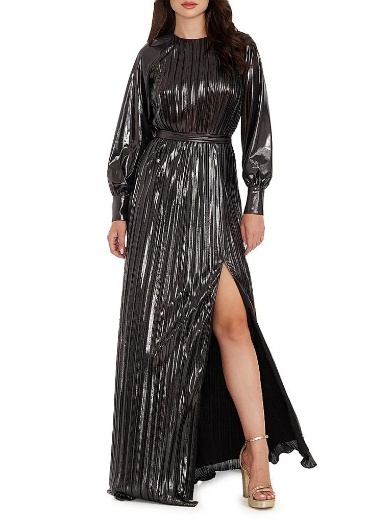 Dress The Population Calista Pleated Foiled Maxi Dress 2