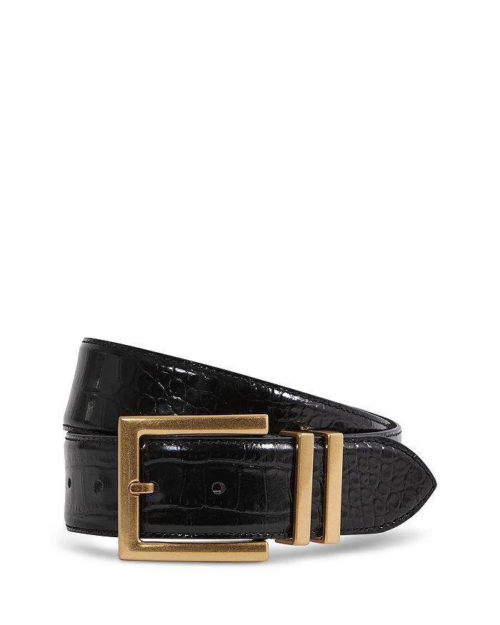 REISS Women's Brompton Croc Angular Buckle Belt 1