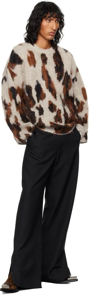 Achilles Ion Gabriel White & Brown Entourage Mohair Knit Sweater 5