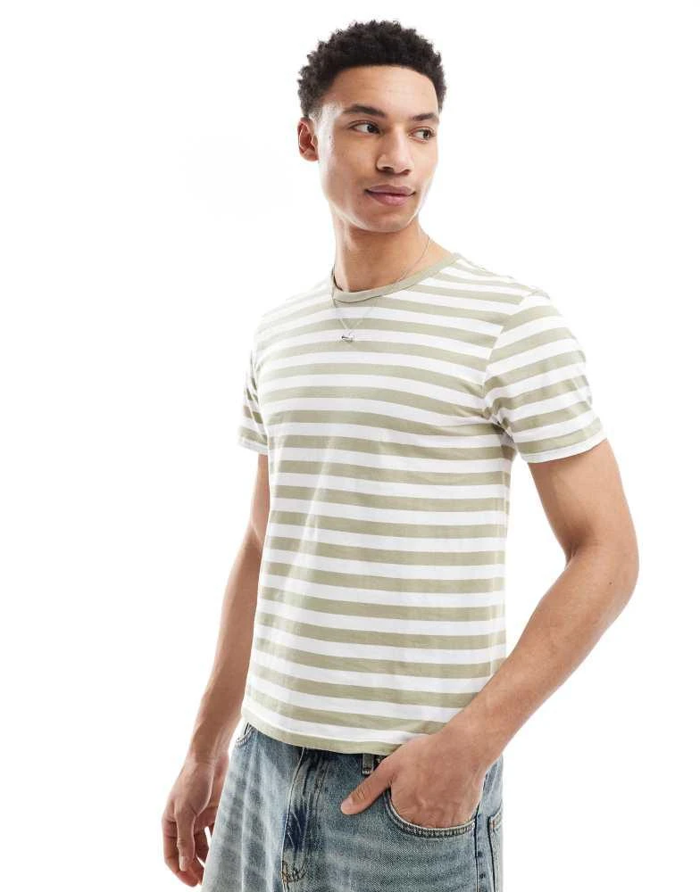 Cotton:On Cotton On contrast ringer t-shirt in green stripe 1