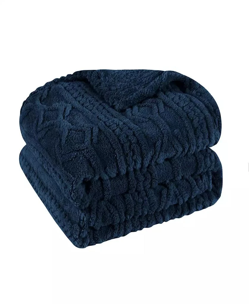 Superior Boho Knit Jacquard Fleece Plush Fluffy Blanket 1