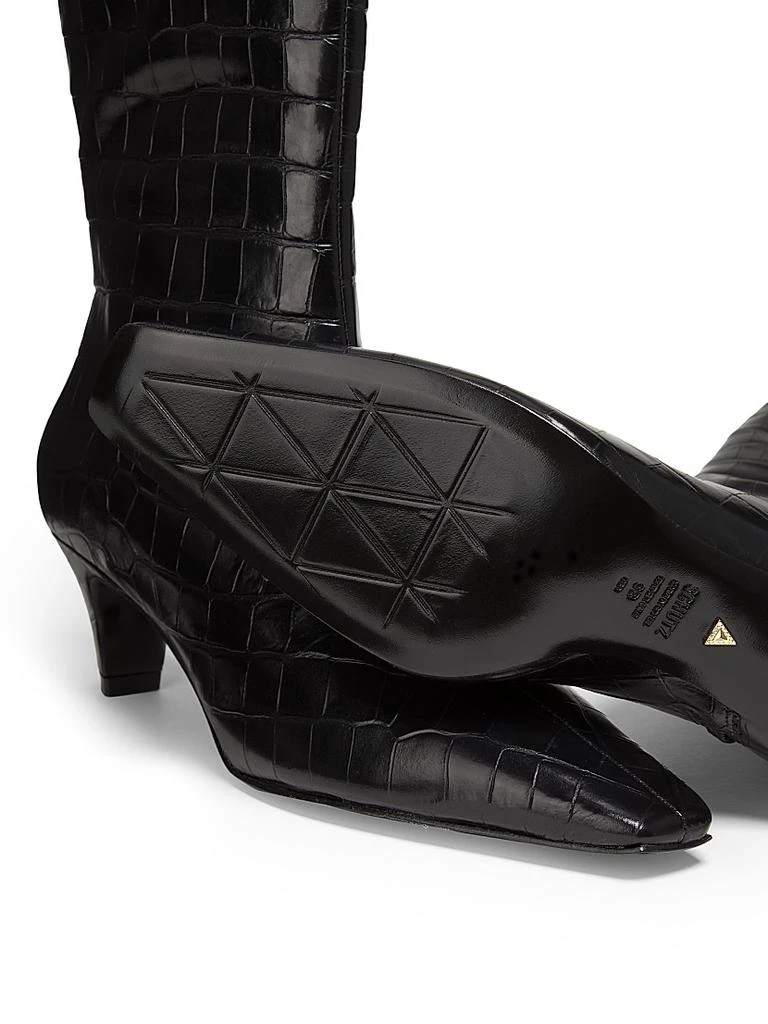Schutz Dellia 65MM Croc Leather Mid-Calf Boots 6