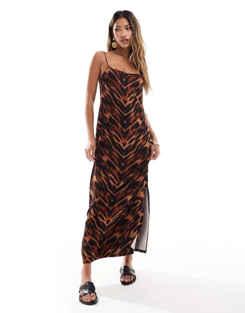 chinese dress ladies ASOS DESIGN satin cowl neck bias maxi dress with buckle detail and cut   ASOS Sample Sale