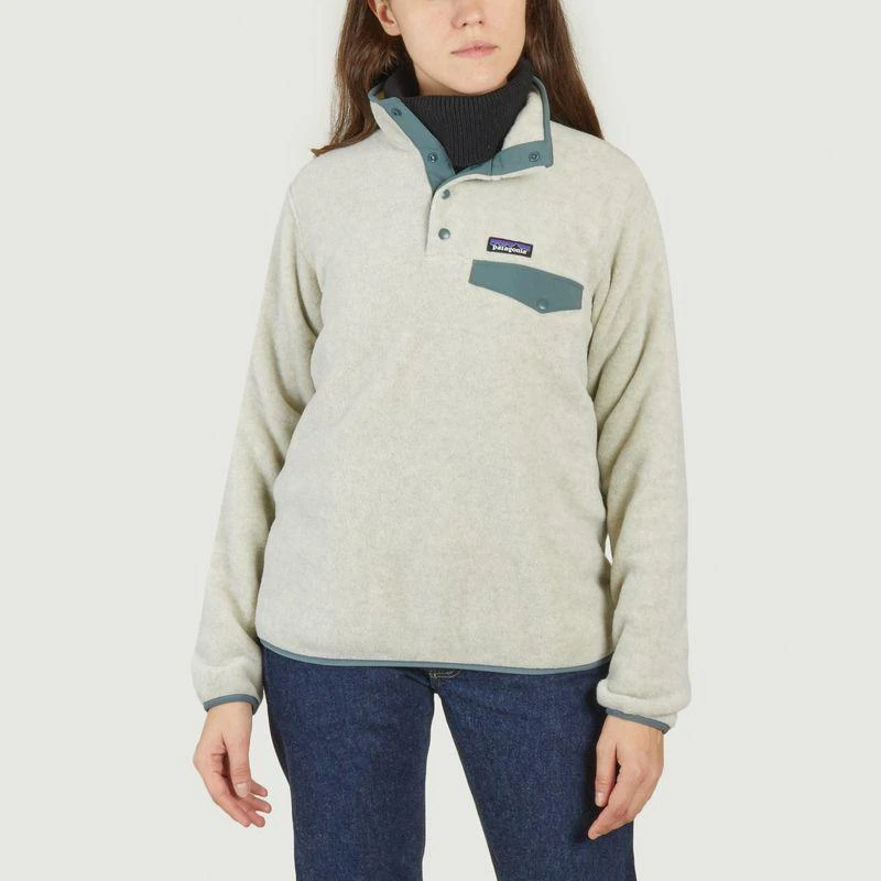 Patagonia Lightweight Synchilla® Snap-T® Fleece Pullover Oatmeal Heather w Nouveau Green PATAGONIA 1