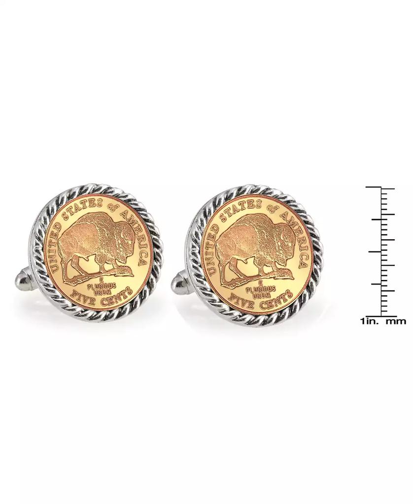 American Coin Treasures Gold-Layered 2005 Bison Nickel Rope Bezel Coin Cuff Links