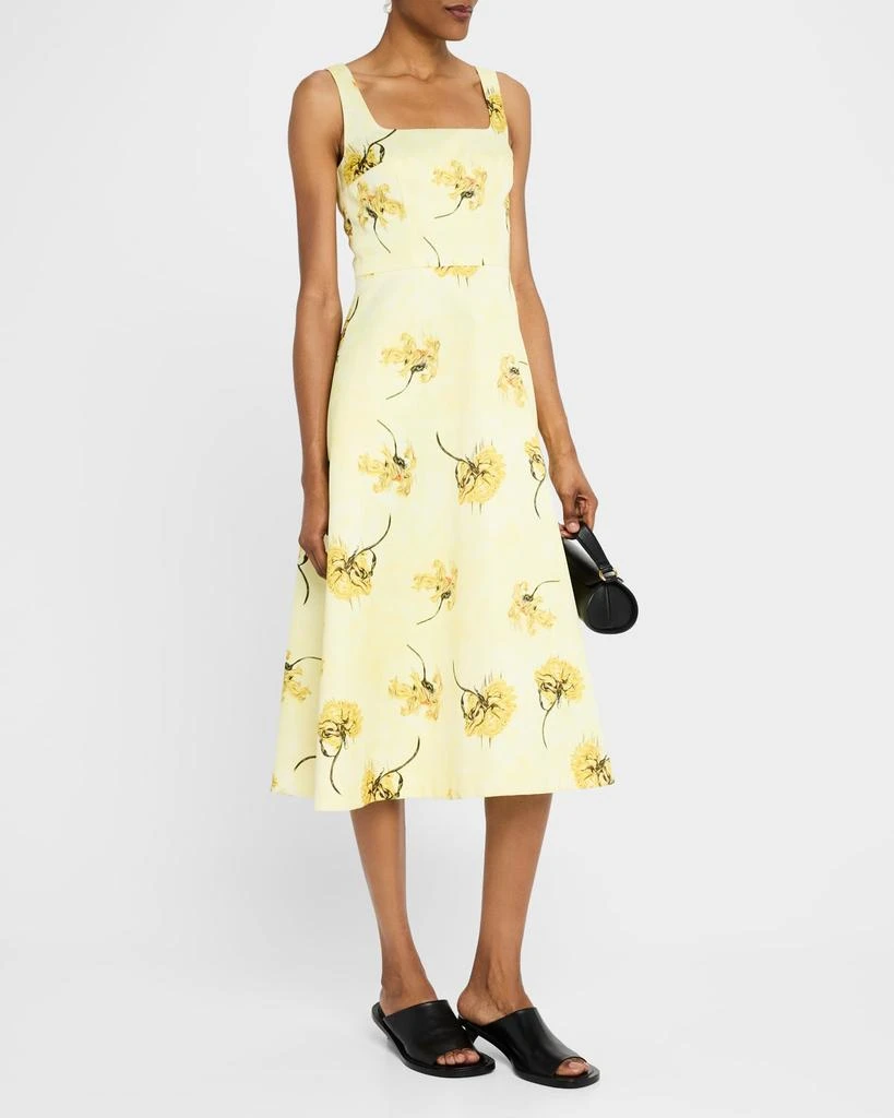 Emilia Wickstead Shiloh Square-Neck Genzianella Print Midi Dress 4