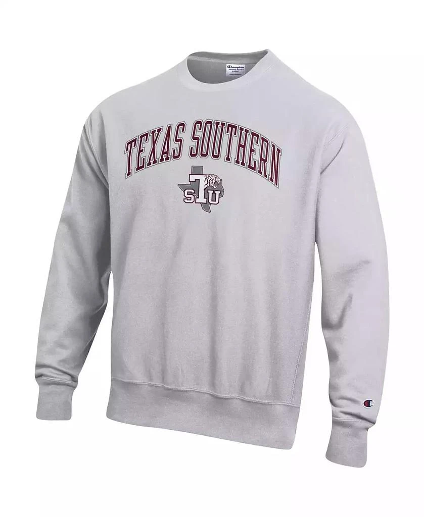 Champion Men's Heathered Gray Texas Southern Tigers Arch Over Logo Reverse Weave Pullover Sweatshirt 3