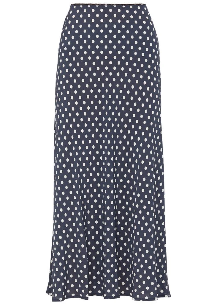 Rixo Ardith polka dot-print silk midi skirt 1