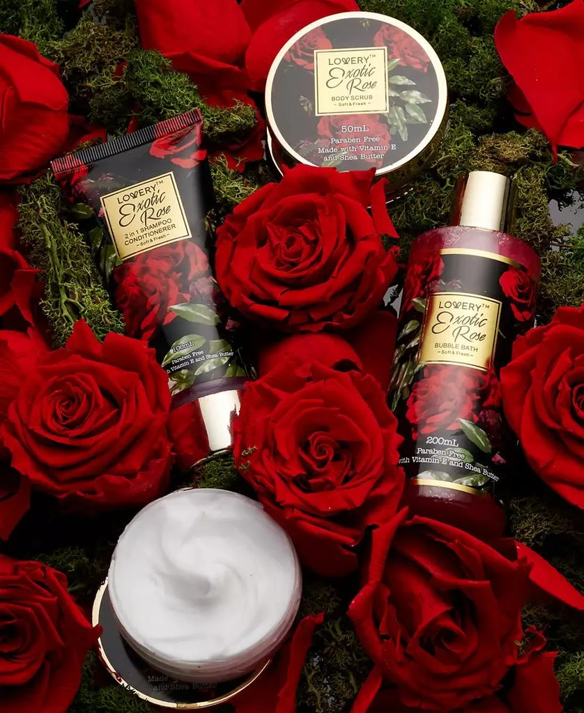 Lovery Exotic Rose Spa Gift Basket, Self Care Gift, Bath and Body Care Gift Set, Relaxing Stress Relief Gift, 13 Piece 3