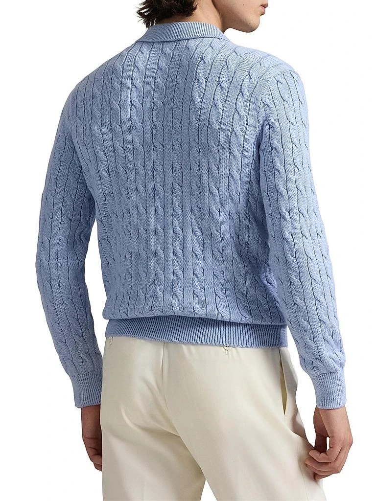 Ralph Lauren Cable-Knit Cotton Polo-Collar Sweater 4