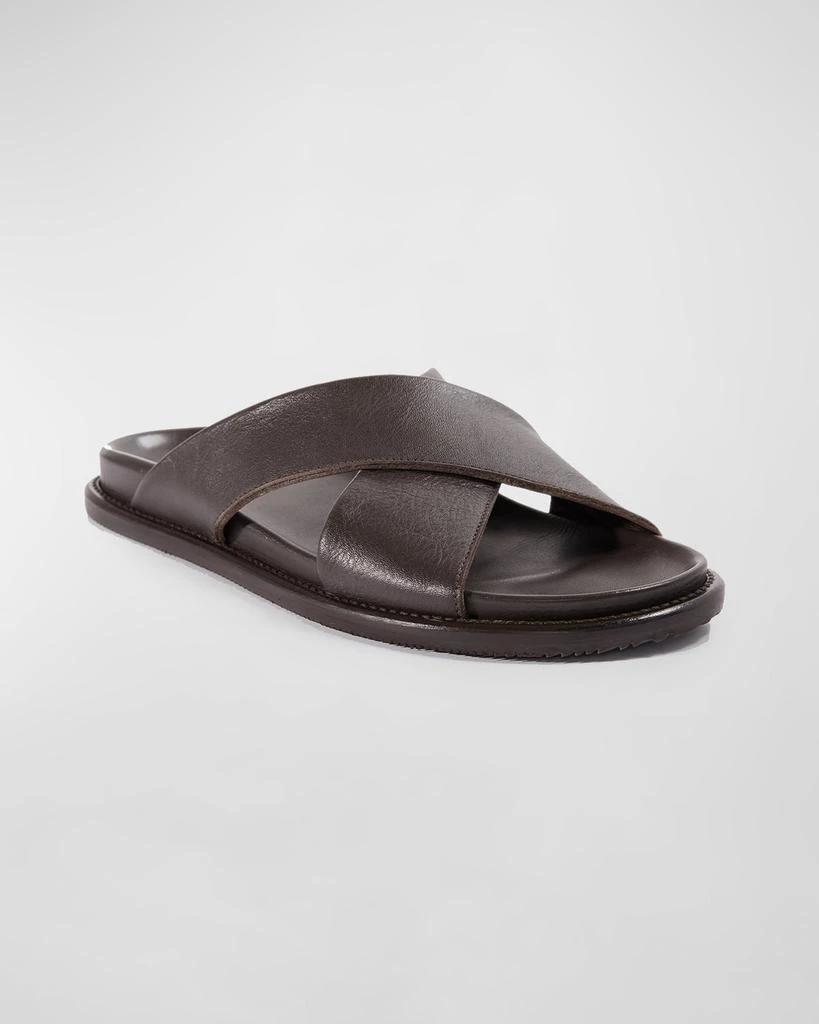 Paul Stuart Men's Punta Crisscross Leather Slide Sandals 2