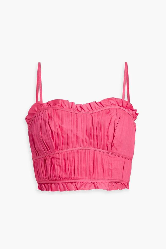 Aje Pepper cropped pleated cotton-poplin top 1