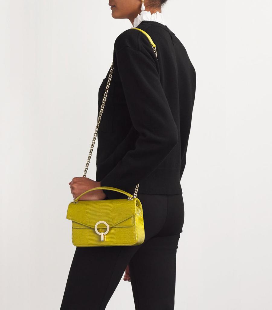 SANDRO Croc-Embossed Leather Yza Shoulder Bag