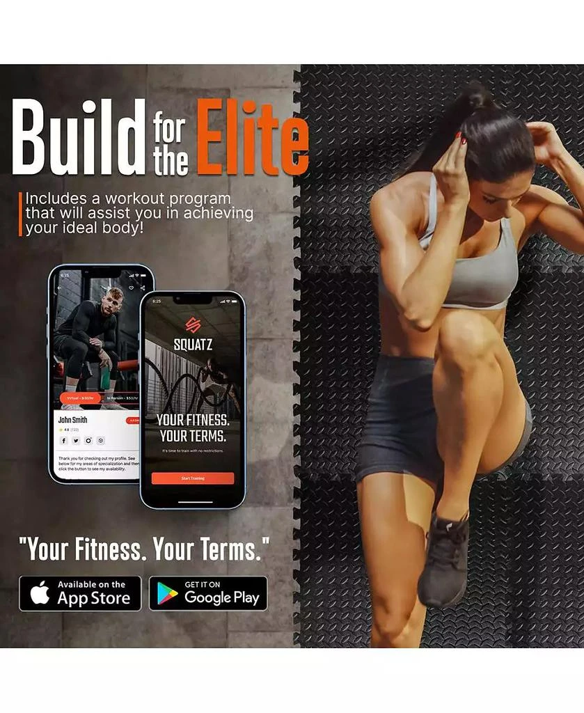 SQUATZ 6-Piece Puzzle Exercise Mat, EVA Foam Tiles, Black 4