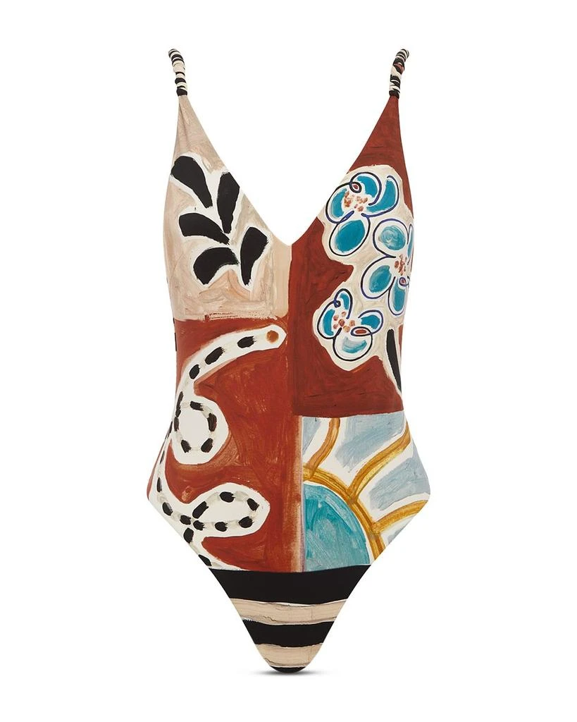 ALÉMAIS Michelle V Neck Patchwork Print Swimsuit 5