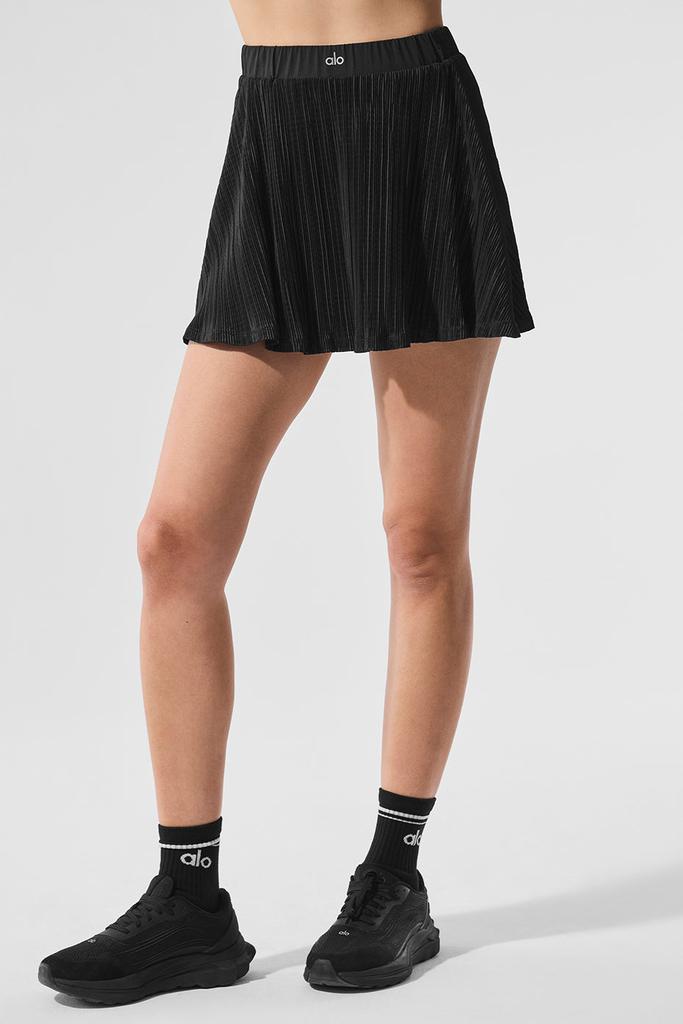 Alo Micro Plisse Tennis Skirt - Black