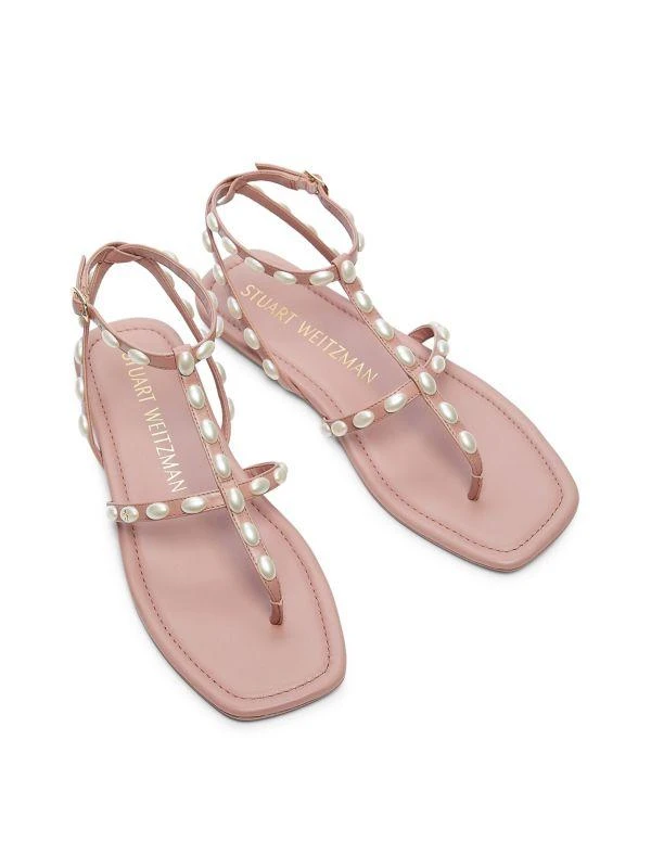 Stuart Weitzman Pearlita Lacquered Leather Flat Sandals 4
