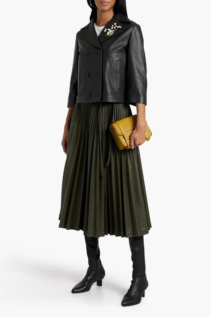 RED Valentino Double-breasted embroidered leather jacket 2