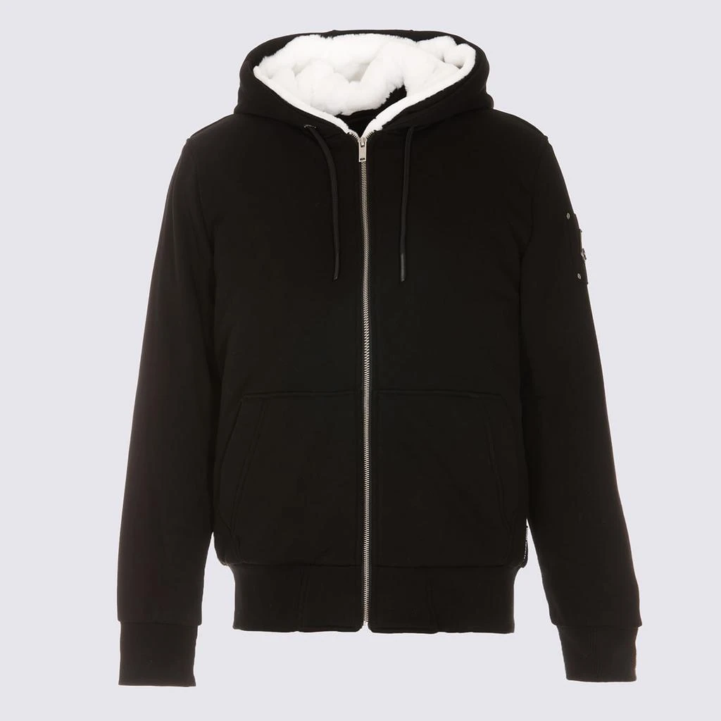 Moose Knuckles Black And White Fur Cotton Blend Jacket 1