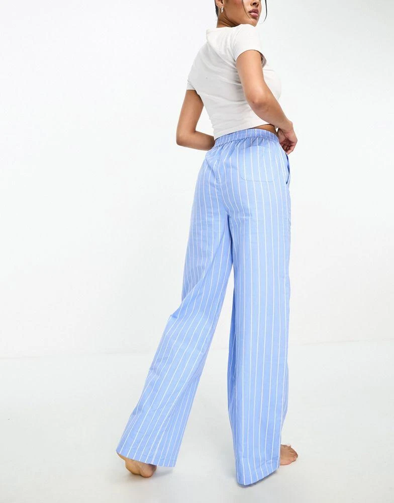 Luna Luna oversized cotton wide leg stripe pyjama bottoms in blue 4