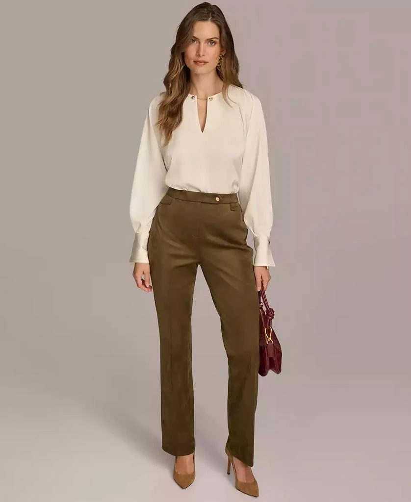 Donna Karan Women's Straight-Leg Faux-Suede Pants 4