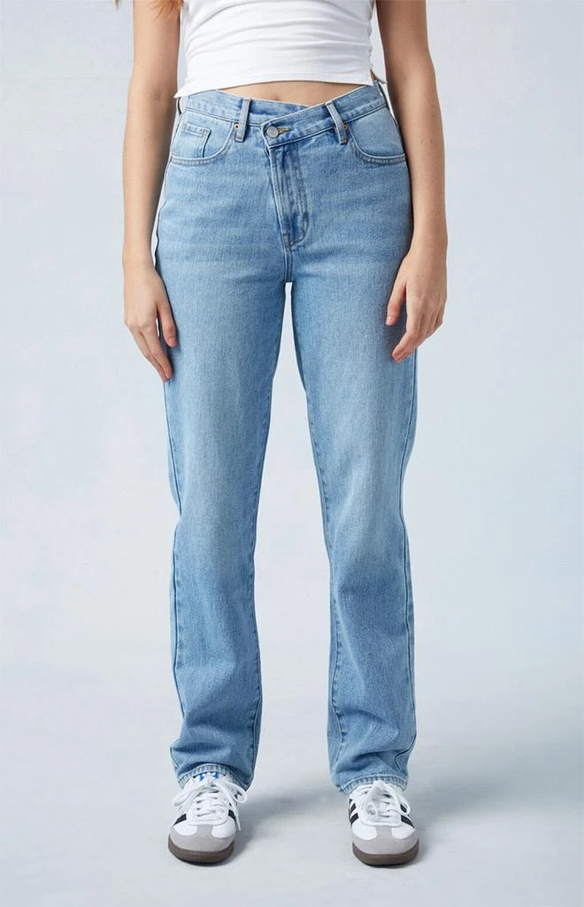 PacSun Medium Blue Asymmetrical Dad Jeans 2