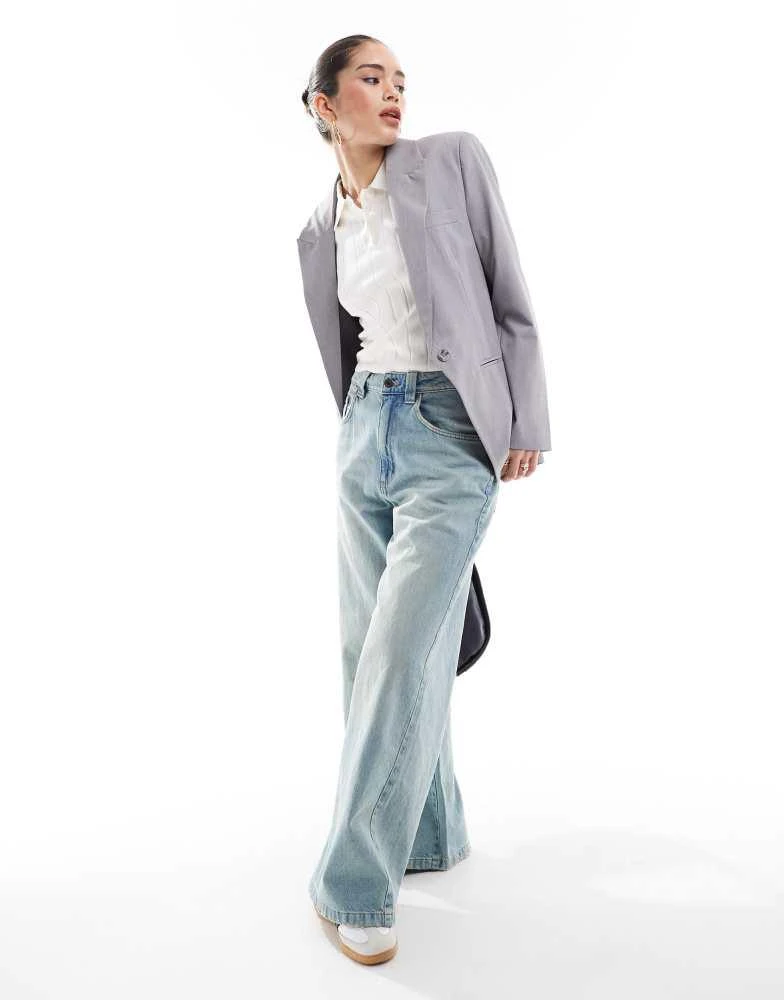 Bershka Bershka oversized blazer in stone grey 2