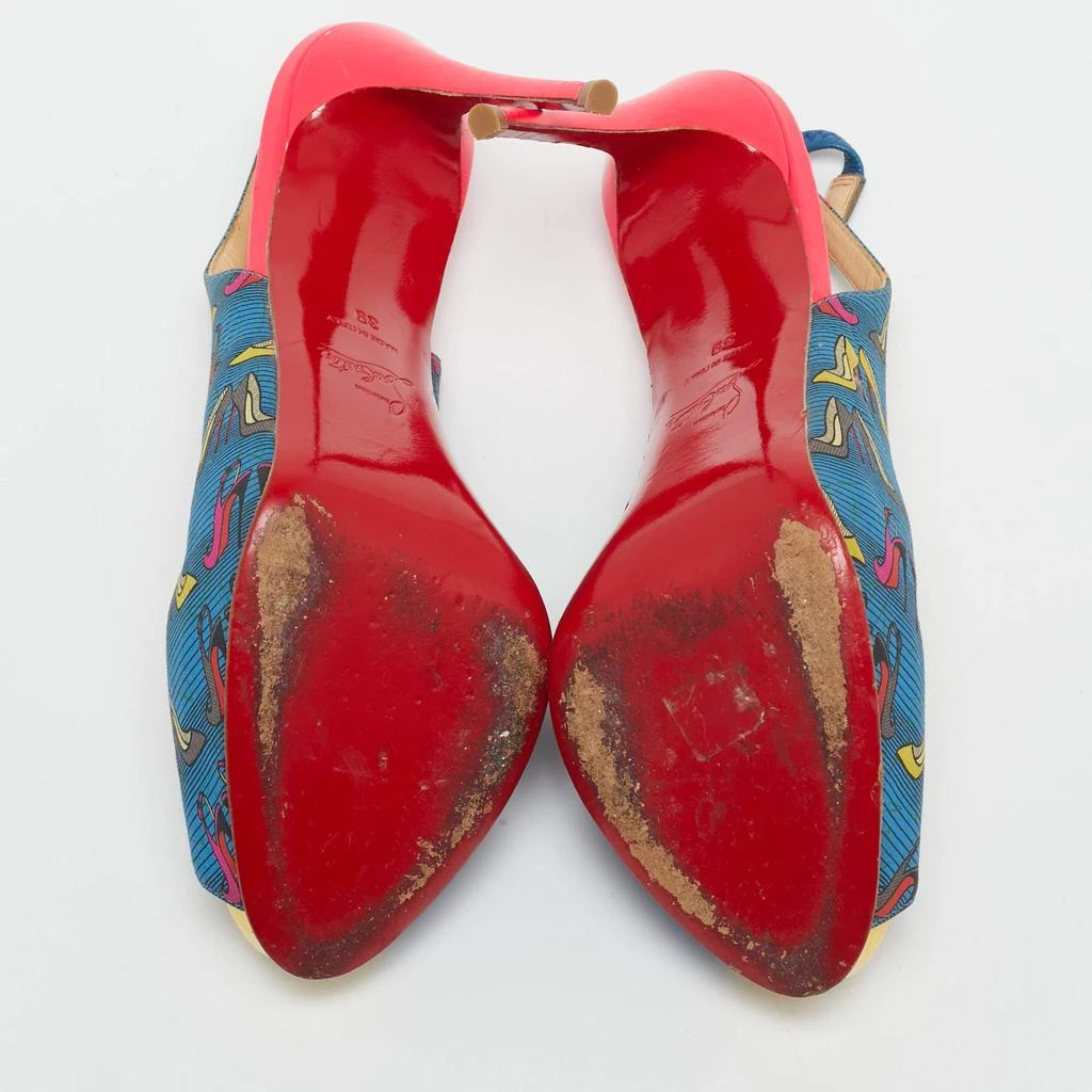 Christian Louboutin Christian Louboutin Multicolor Printed Fabric Private Number Slingback Pumps Size 39 6