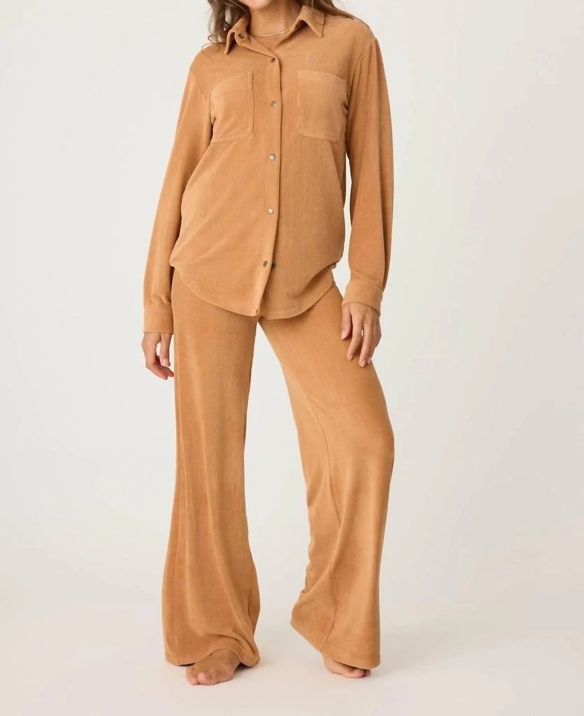 PJ Salvage Cozy Corduroy Lounge Top In Camel 1