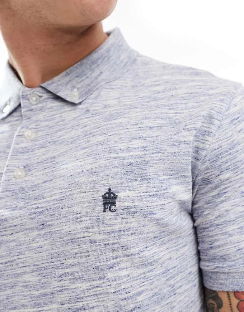 French Connection Mens French Connection injection polo in light blue melange 2