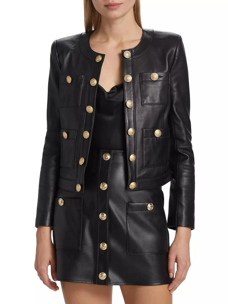 L'Agence Jayde Collarless Leather Jacket 3