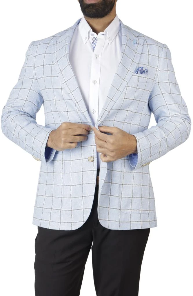 TailorByrd Light Blue Windowpane Textured Sport Coat 1