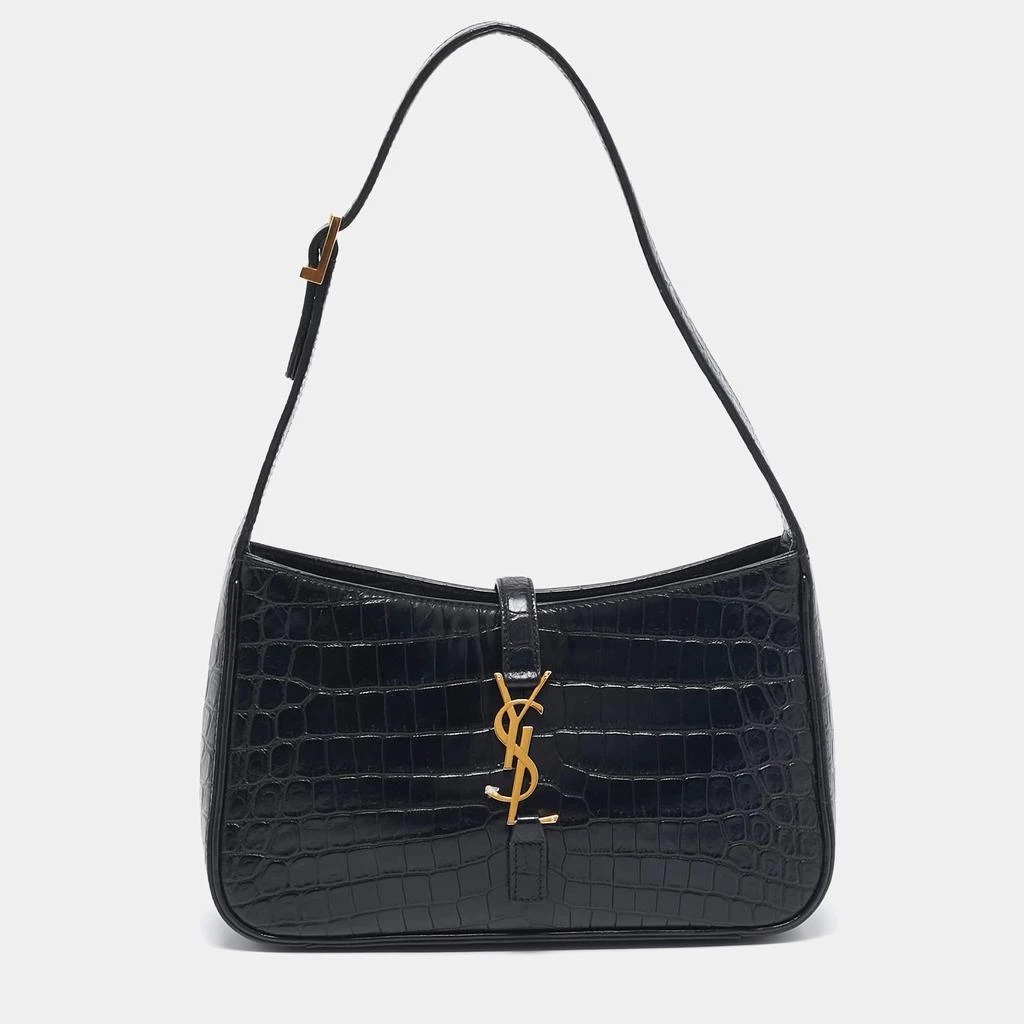 Yves Saint Laurent Saint Laurent Black Croc Embossed Leather LE 5 À 7 Shoulder Bag 1