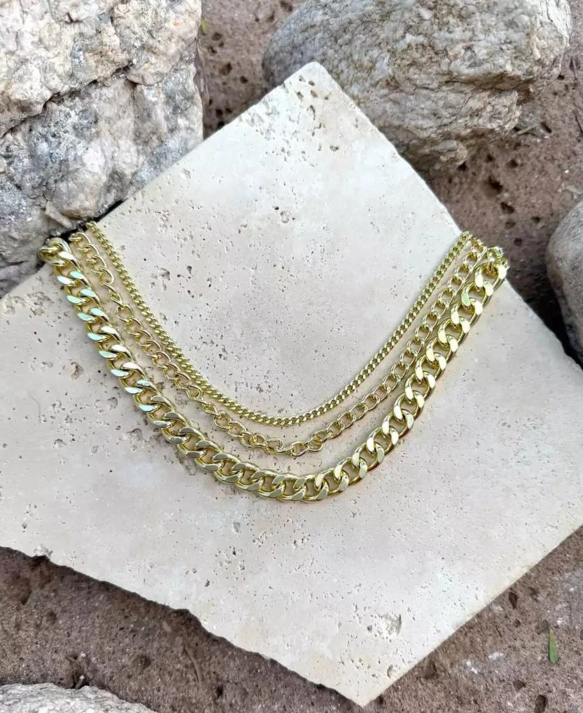 ADORNIA Gold Link Layered Necklace 4