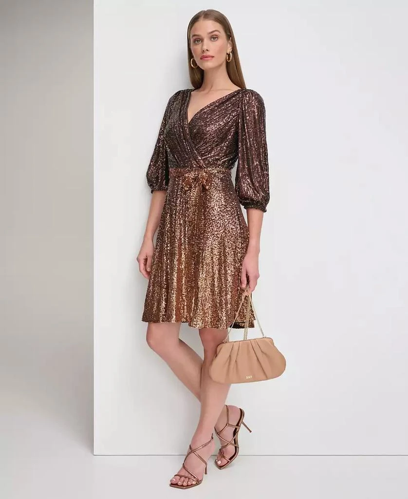 Shop Women's Long Sleeve Ombre Faux Wrap Sequin Dress on Sale at  BeyondStyle  Get 82% Off Women's Long Sleeve Ombre Faux Wrap Sequin Dress  with Limited-Time Flash Deals, Exclusive Discounts, and