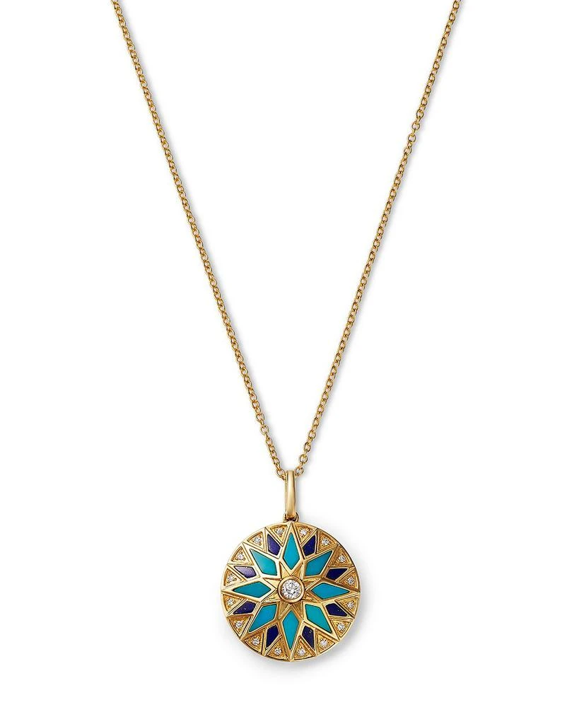 Bloomingdale
s Fine Collection Lapis, Lazuli, Turquoise 
Diamond Pendant Necklace in 14K Yellow Gold, 18" 1