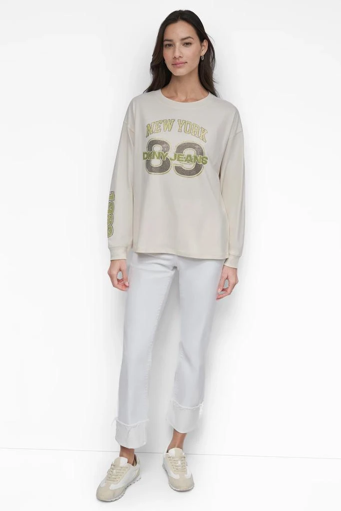 DKNY 89 MULTI COLOR RHINESTONE LOGO LONG SLEEVE TEE 4