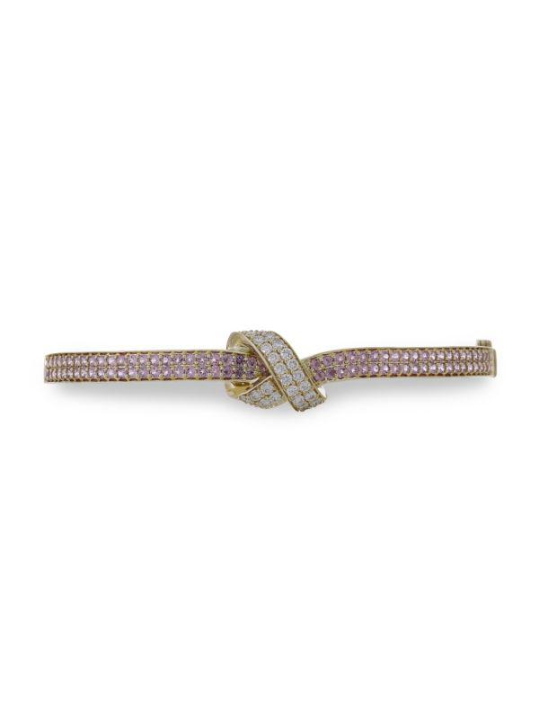 HUEB Fitas 14K Yellow Gold, Garnet Pink & Diamond Bangle Bracelet