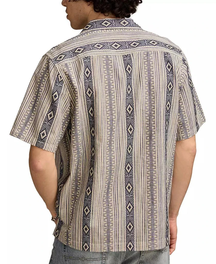 Lucky Brand Men's Relaxed Fit Short Sleeve Textured Striped Button-Front Camp Shirt 2