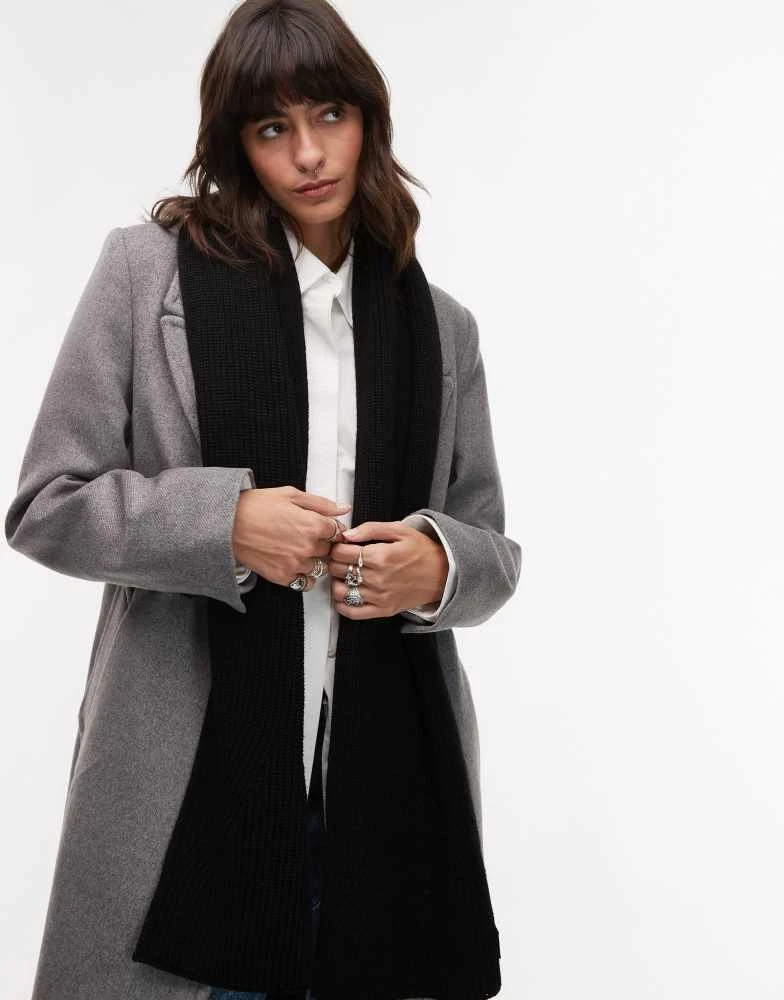 ALL SAINTS AllSaints ribbed leather logo scarf in black 1