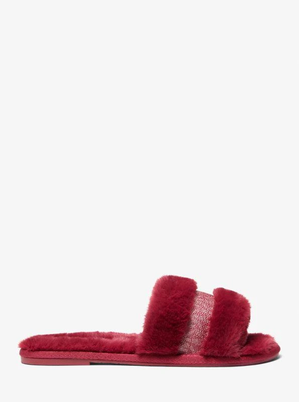 Alexis Faux Fur and Metallic Signature Logo Slide Sandal – On Sale Now ...