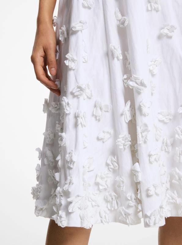 Michael Kors Hand-Embroidered Floral Crushed Cotton Gabardine Circle Skirt 3