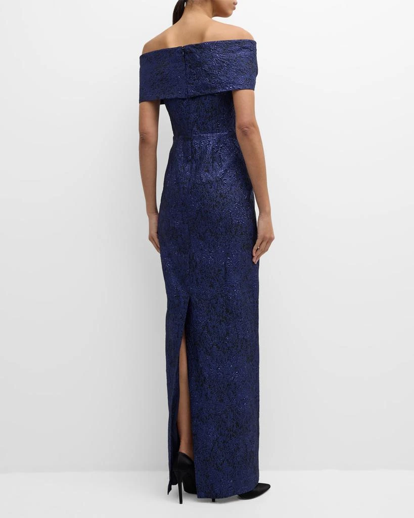Teri Jon Off-Shoulder Jacquard Column Gown 6