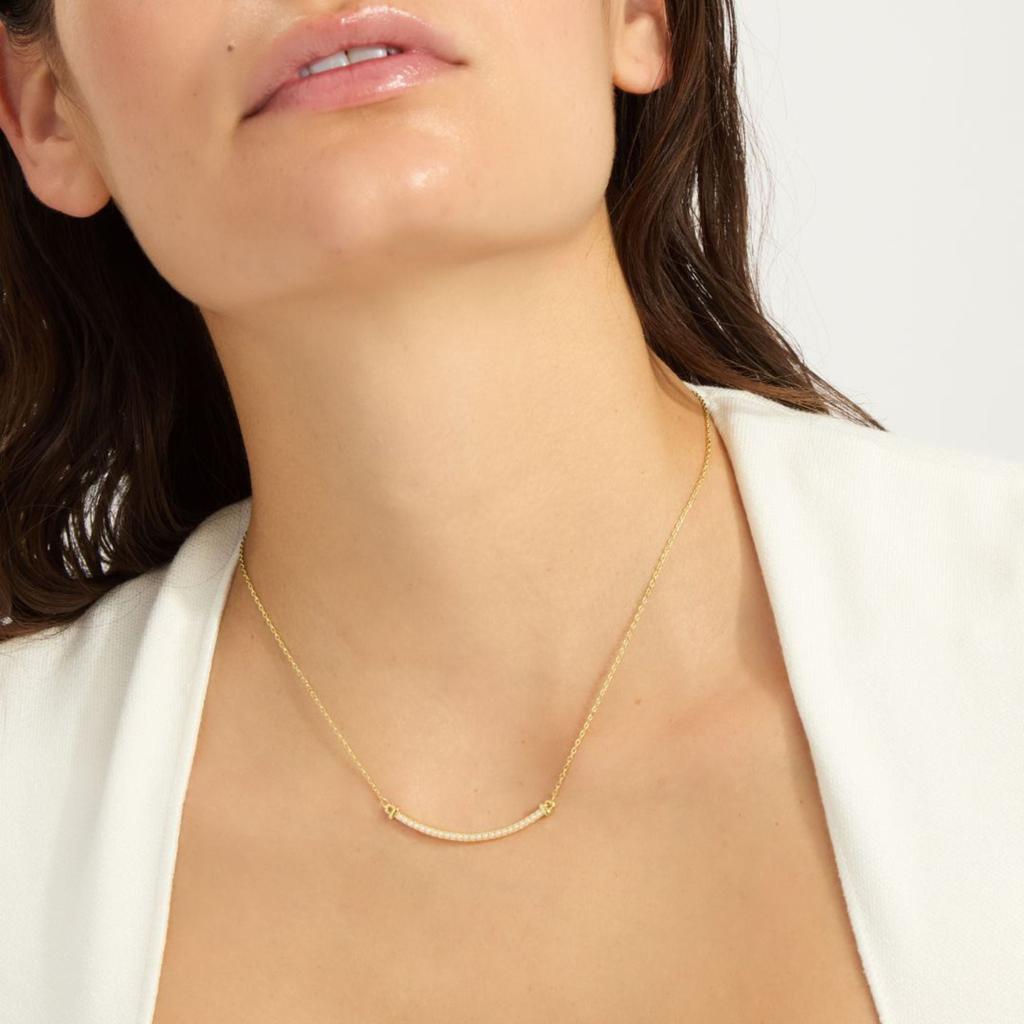 ADORNIA 14k Gold Plated Pearl Curved Bar Necklace