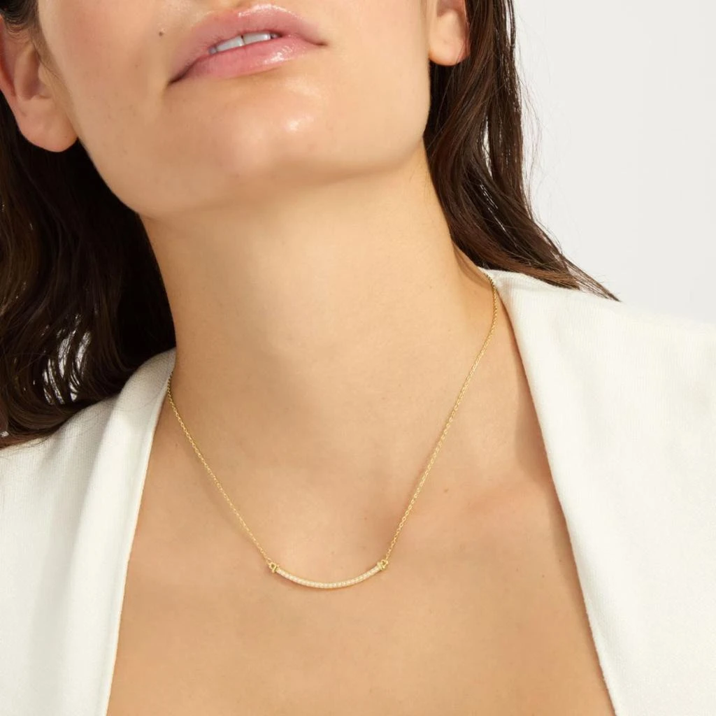 Adornia 14k Gold Plated Pearl Curved Bar Necklace 2