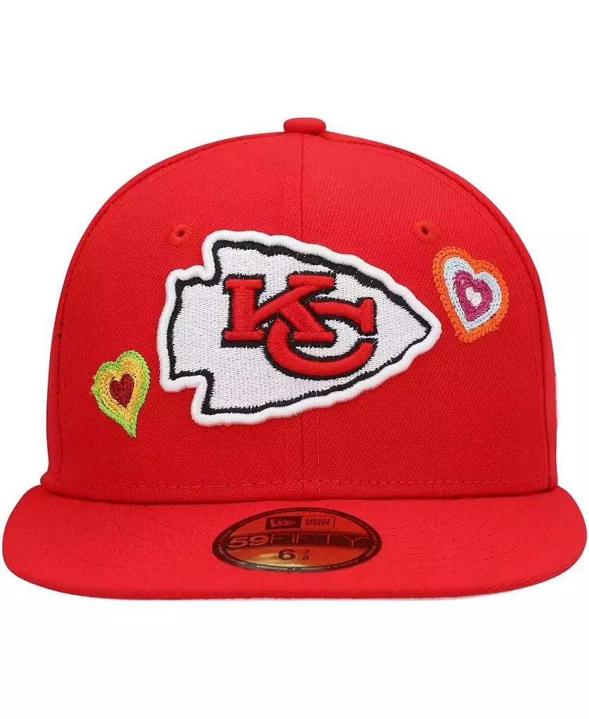 New Era Men's Red Kansas City Chiefs Chain Stitch Heart 59Fifty Fitted Hat 3