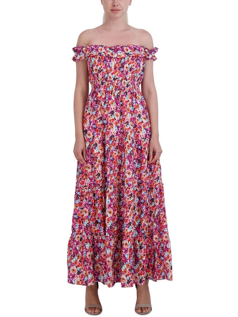 Laundry by Shelli Segal Womens Tea-Length Smocked Maxi Dress 1